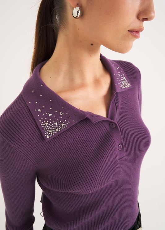 Maglia polo Mendy con strass