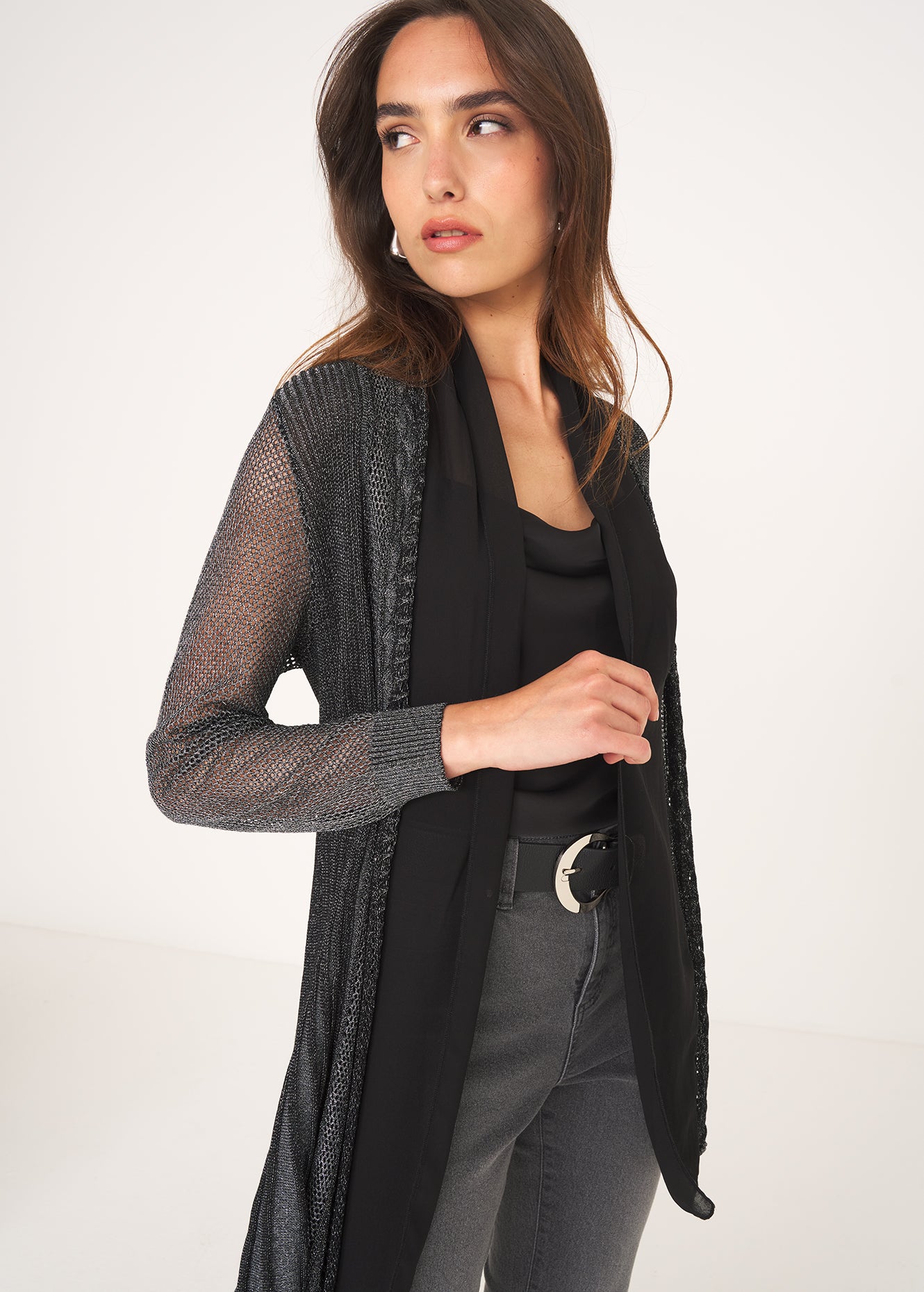 Cardigan Caren in filo con cinta