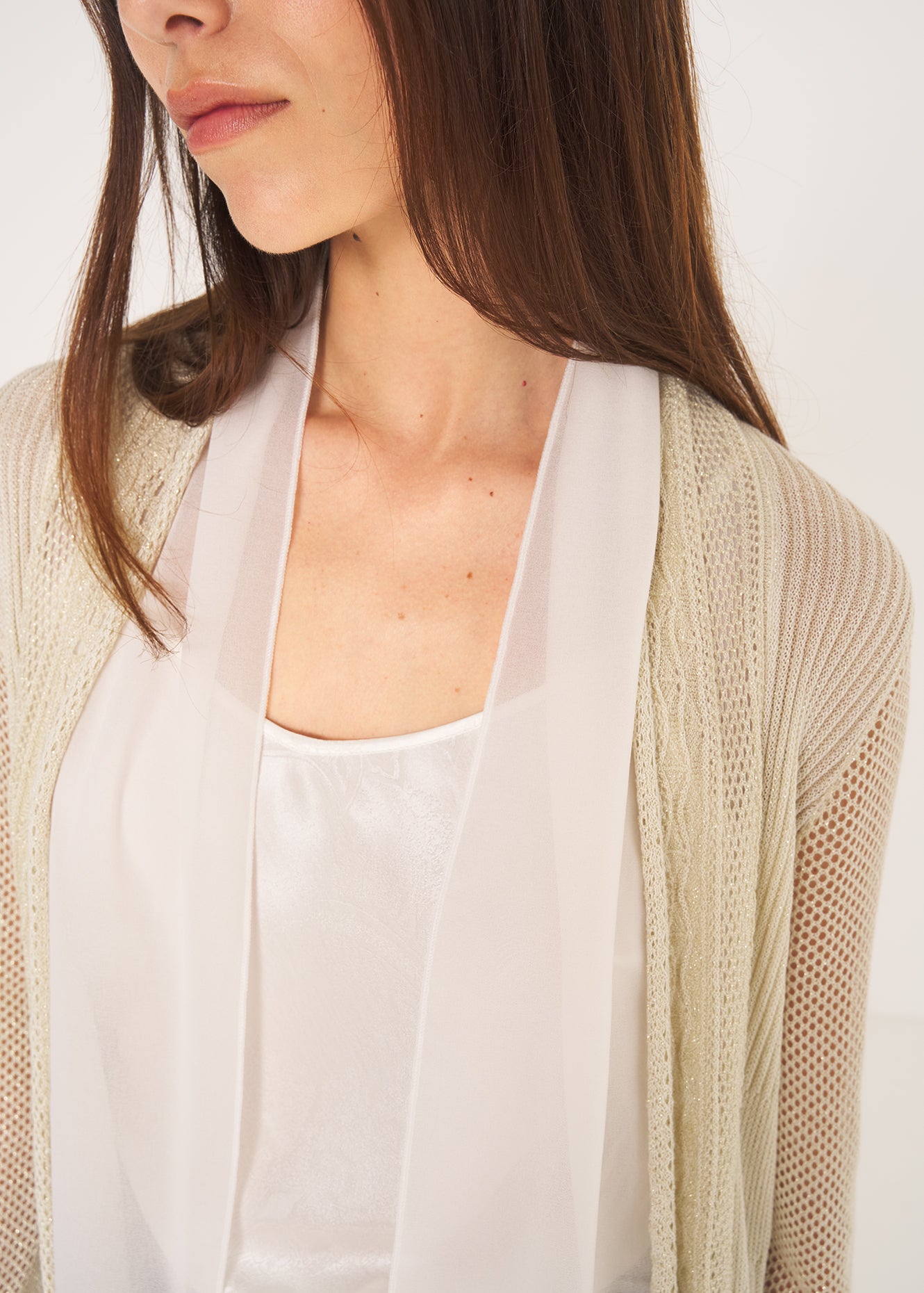 Cardigan Caren in filo con cinta