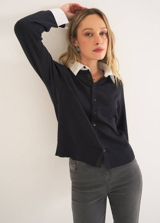 Cardigan Crazy con dettagli camicia
