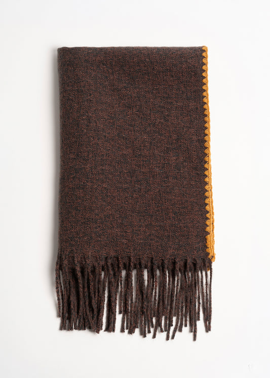 Sciarpa Shaggy con bordo a contrasto