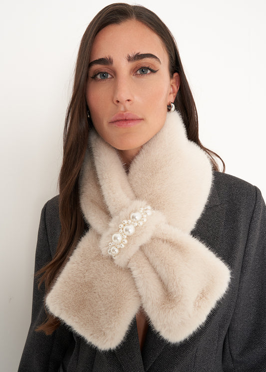 Collo Stefy in ecopelliccia con perle